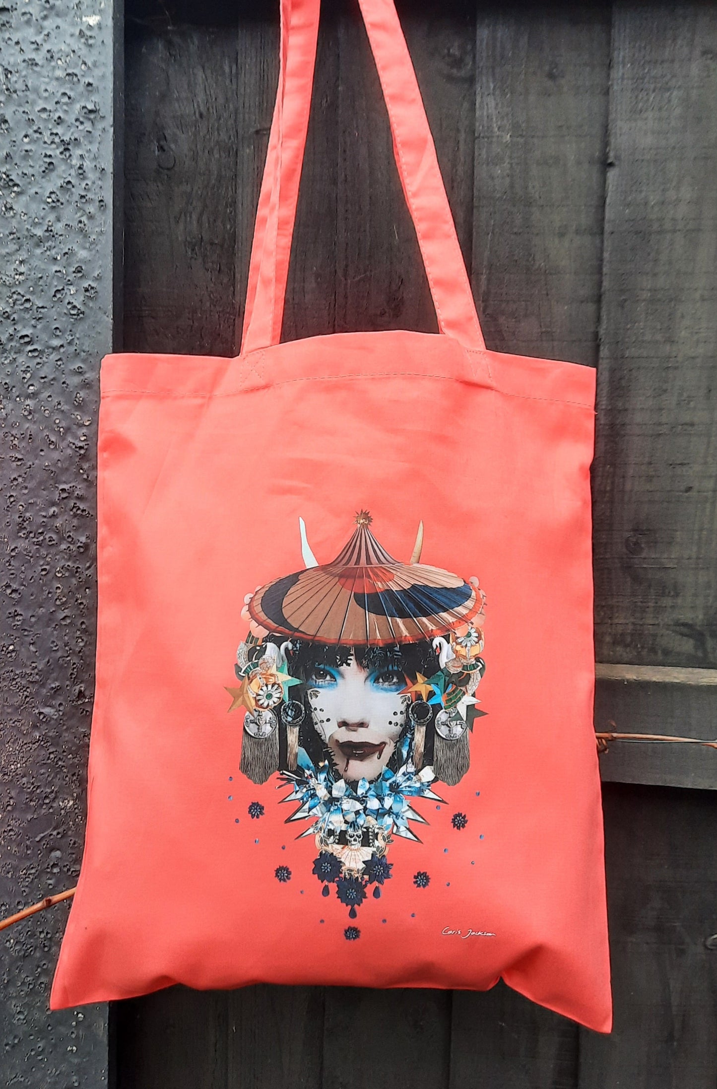 Björk vibrant printed tote bag