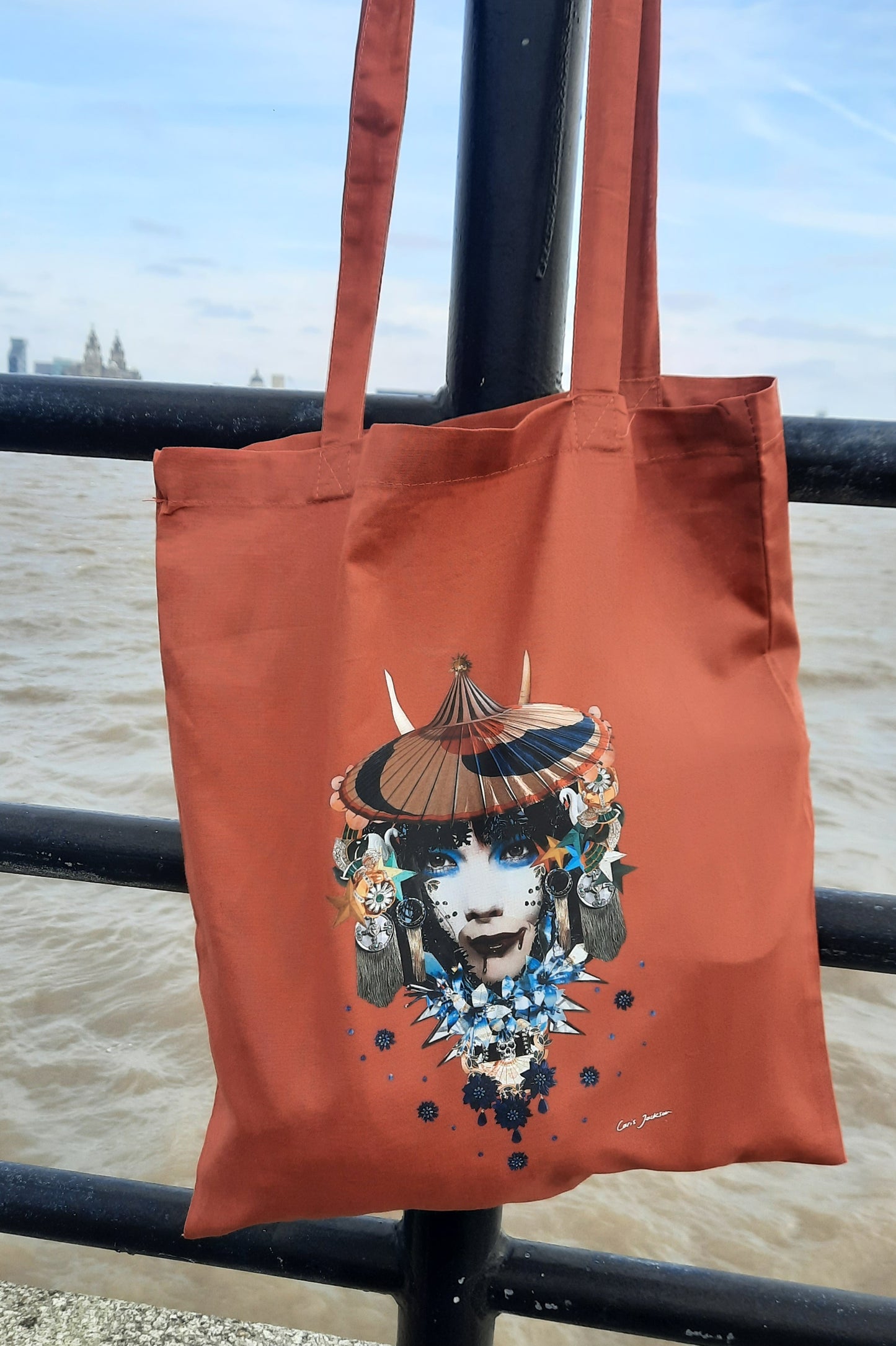 Björk vibrant printed tote bag