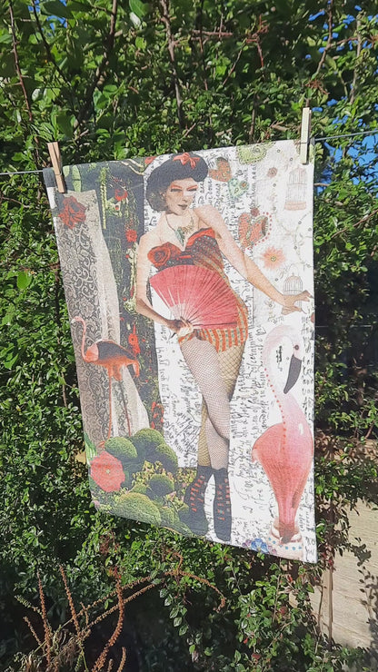 Flamingo Geisha velour towel